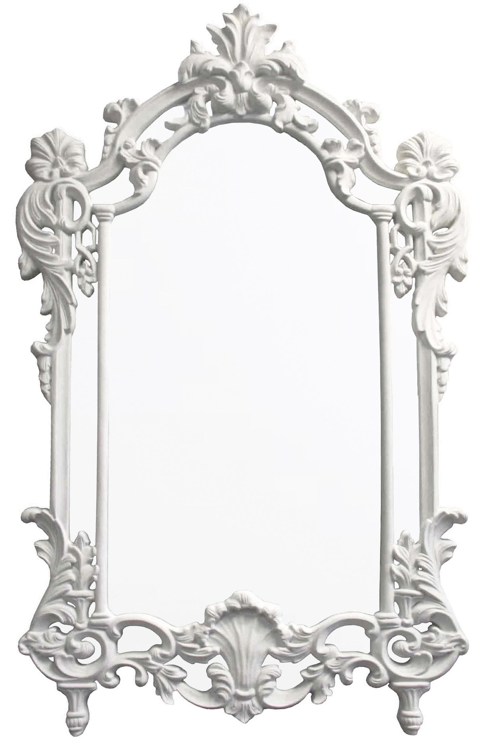 TS086 Wall décor art mirror white tone classic ornate rectangular vertical